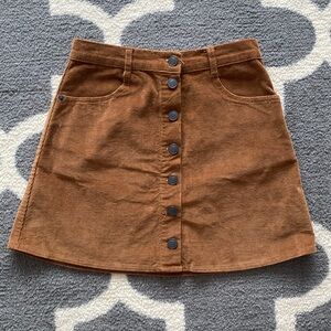 Brown corduroy button down mini skirt
